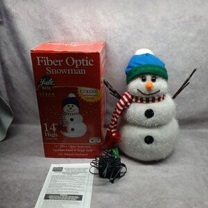 Vintage Yule Rite 2000’s Christmas Fiber Optic Snowman 14” High W/ Box Y2k
